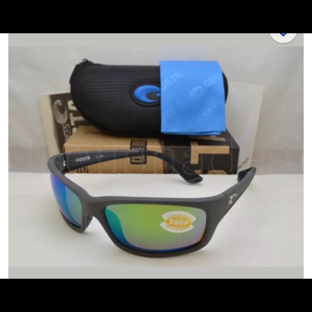 Costa LensJose matte black green mirror sunglasses